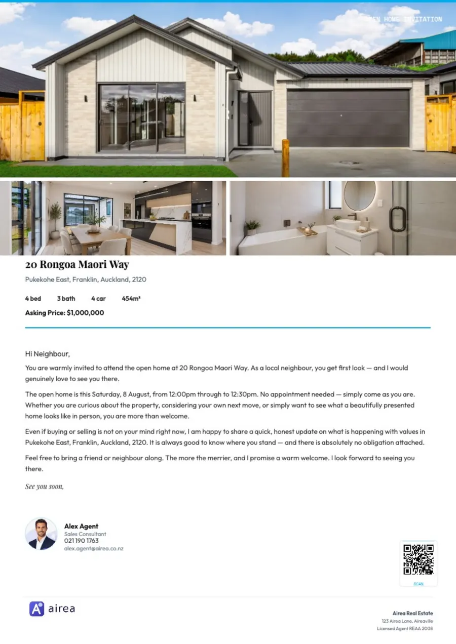Open home letter made in Easy Social